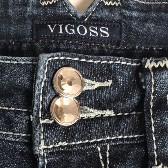 VIGOSS Dublin CAPRI Skimmer Jeans Women's Size 1/2 Embellished Denim Ankle Crop - Picture 9 of 15